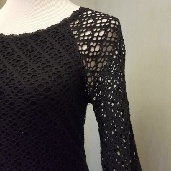 Aqua 3/4 sleeve lace black dress women's size Small (284) - Picture 6 of 9